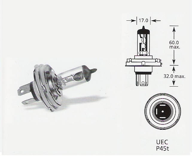 6 volt 60/55w UEC P45t Halogen